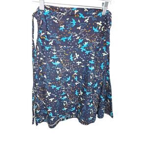 Patagonia Women's Bird Print Knee Length Skirt Navy  Flowy Nature Core Size  M